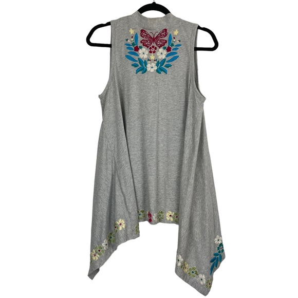 JOHNNY WAS Floral & Butterfly Embroidered Sleeveless Open Front Vest Size Small - Picture 2 of 10